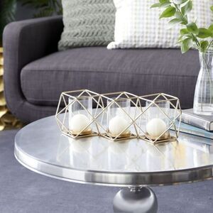 Geometric Metal 3 Pillar Candle Holder